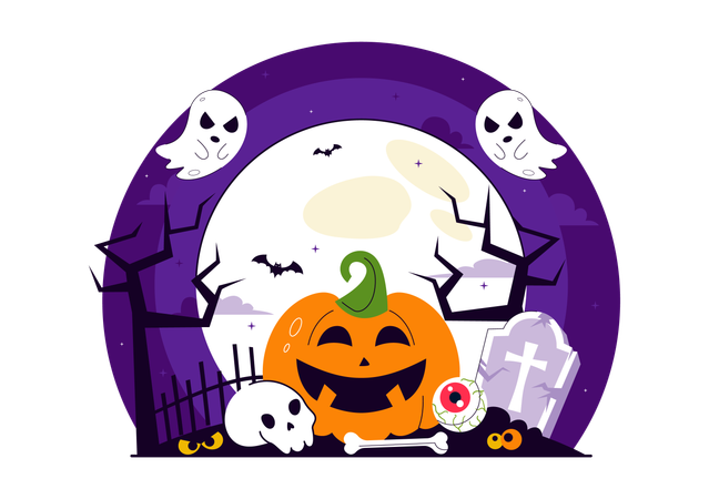 Fröhliches Halloween-Nachtfest  Illustration