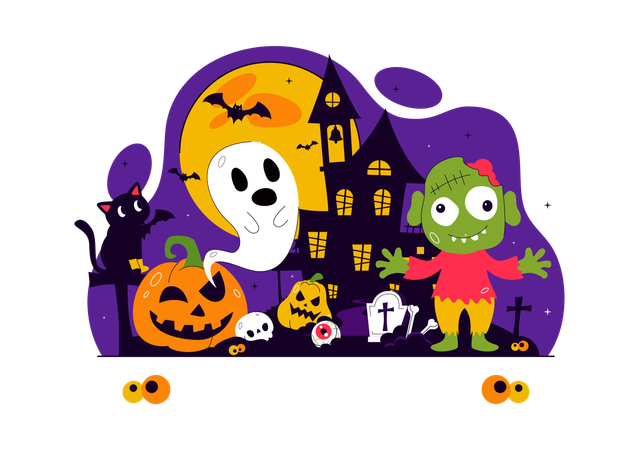 Fröhliches Halloween-Nachtfest  Illustration