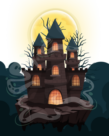 Fröhliches Halloween, Schloss  Illustration