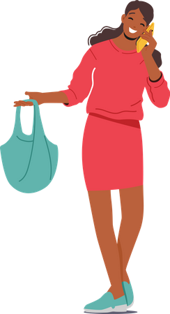 Fröhliches Mädchen telefoniert  Illustration
