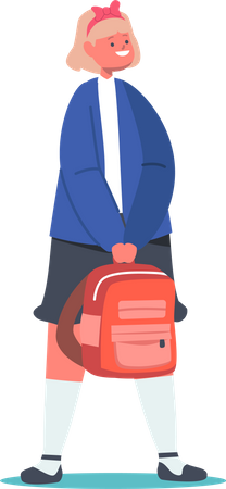 Fröhliche Schulmädchen-Figur mit Rucksack  Illustration