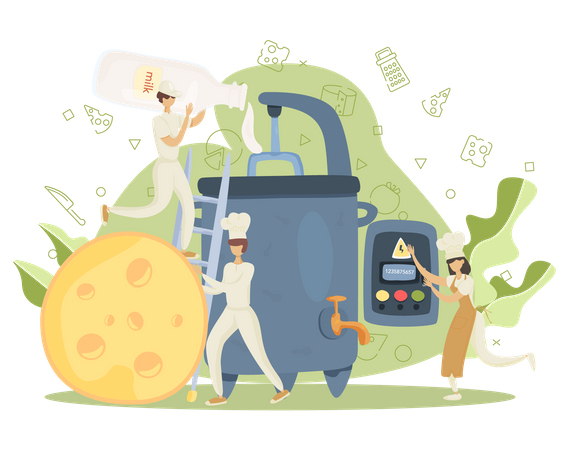Fromager faisant un bloc de fromage  Illustration