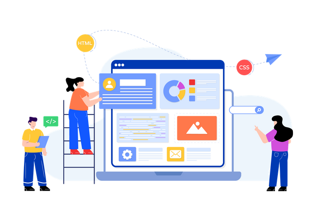 Front end developer doing  web designing  Illustration