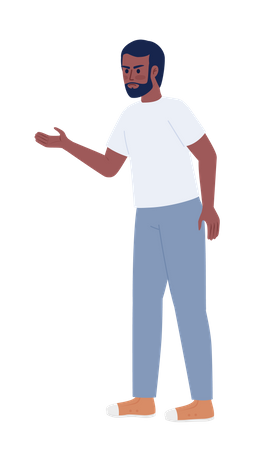 Frowning bearded man arguing and gesturing  Illustration