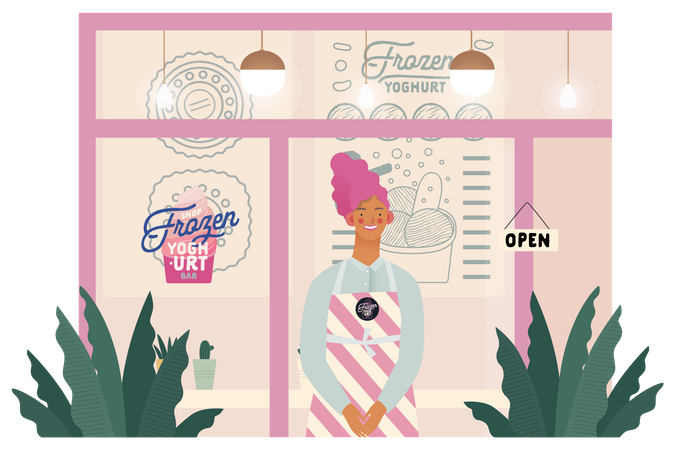 Frozen Yogurt Shop Illustration