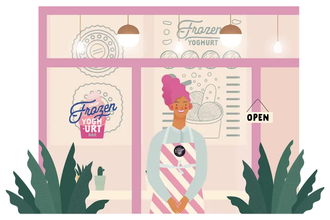 Frozen Yogurt Shop Illustration