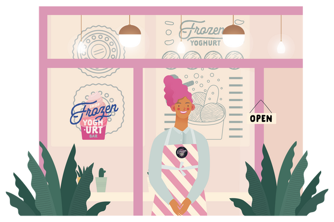 Frozen Yogurt Shop  Illustration