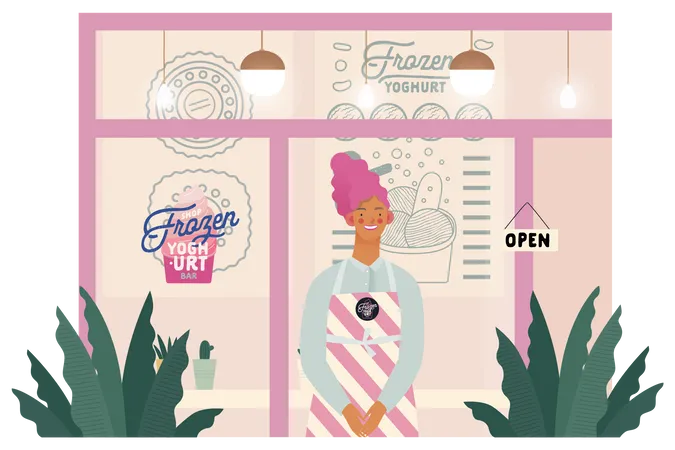 Frozen Yogurt Shop  Illustration