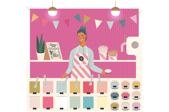 Frozen Yogurt Shop Owner  Illustration