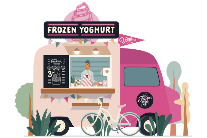 Frozen Yogurt Van Illustration