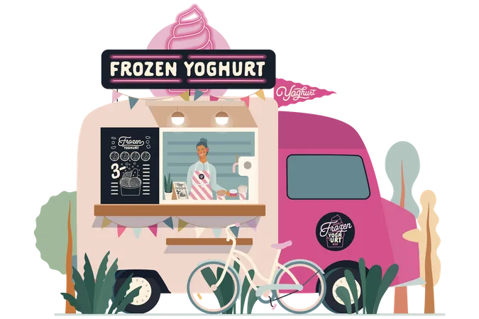 Frozen Yogurt Van Illustration