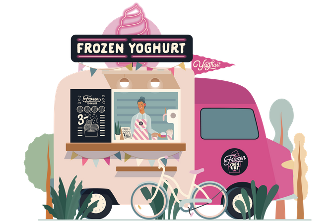 Frozen Yogurt Van  Illustration