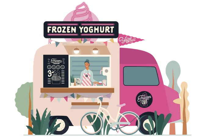 Frozen Yogurt Van  Illustration