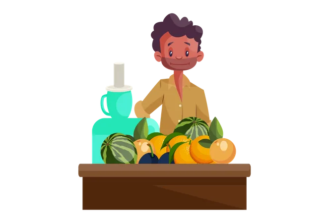 Fruchtsaftverkäufer  Illustration