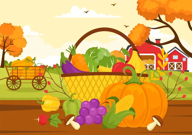 Fruit Harvest Season  Illustration