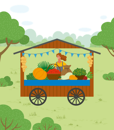 Fruit stall  Illustration