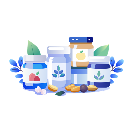 Fruits jam bottles  Illustration