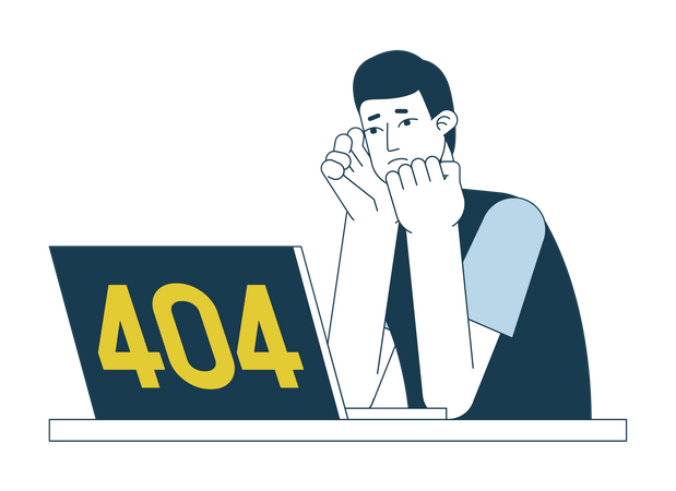Mensaje flash 404 de frustración en la computadora portátil  Ilustración
