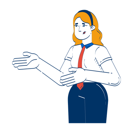 Frustrated blonde corporate woman gesturing presenting  Illustration