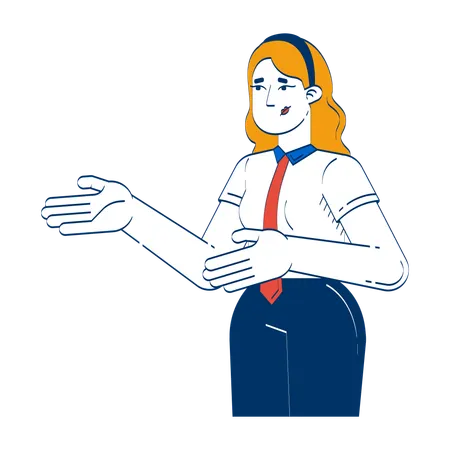 Frustrated blonde corporate woman gesturing presenting  Illustration