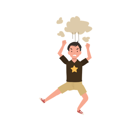 Frustrated Boy Child Having Temper Tantrum  Illustration