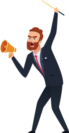 Frustrated businessman announcing  Illustration