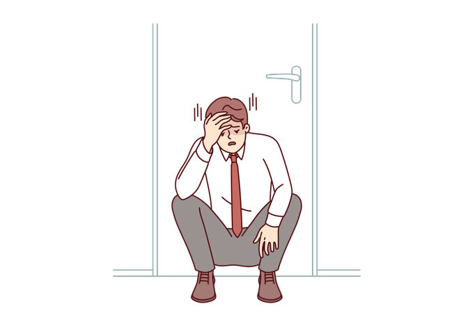 Frustrated businessman due to business loss  Illustration