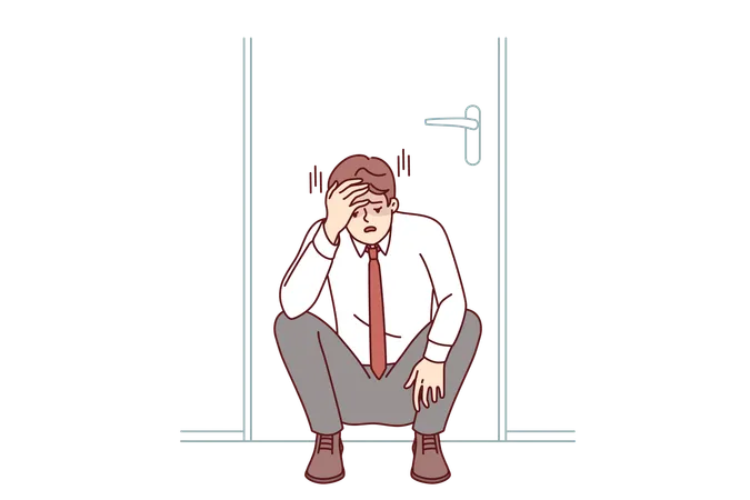 Frustrated businessman due to business loss  Illustration