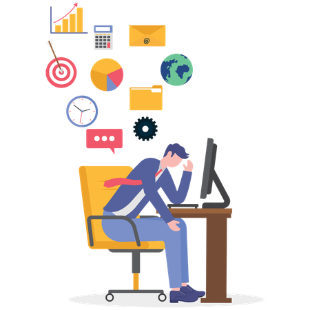 Frustrated businessman facing business pressure  Illustration