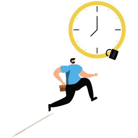 Frustrated businessman locked time in difficult situations  Illustration