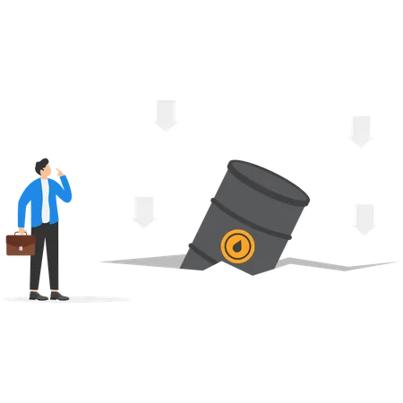 Frustrated businessman look at oil price crisis  Illustration