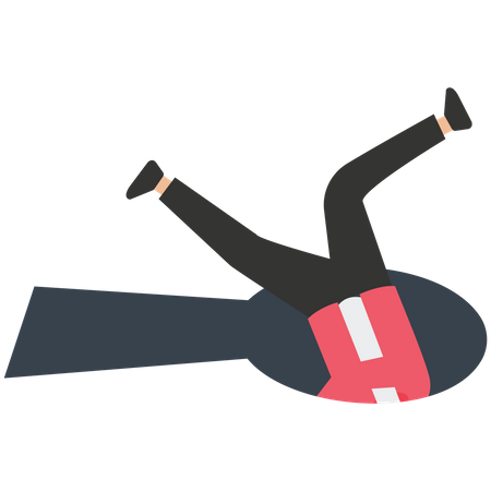 Frustrated businessman loser fail to jump over hurdles and falling to the ground  Illustration