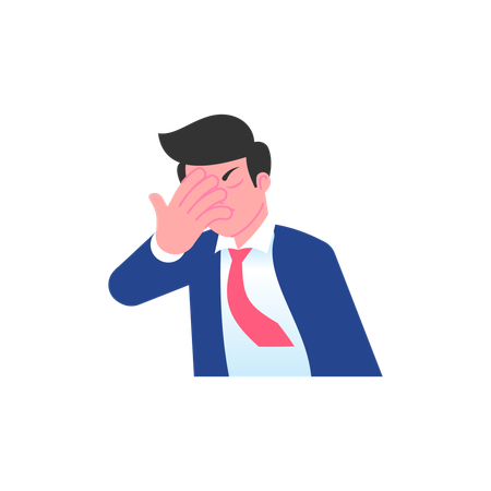 Frustrated businessman makes mistakes  Illustration