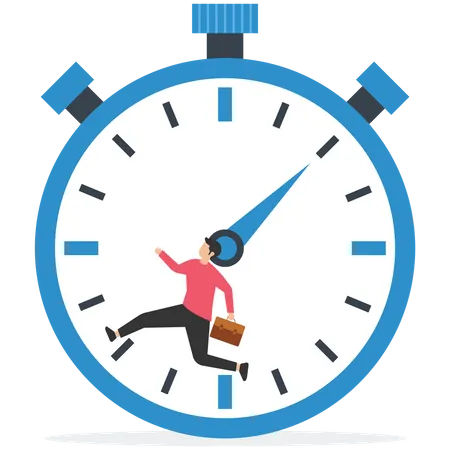 Frustrated businessman running against timer counting down  Illustration