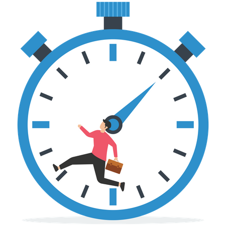 Frustrated businessman running against timer counting down  Illustration