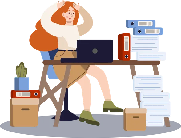 Frustrated employee due to overload of work  Illustration