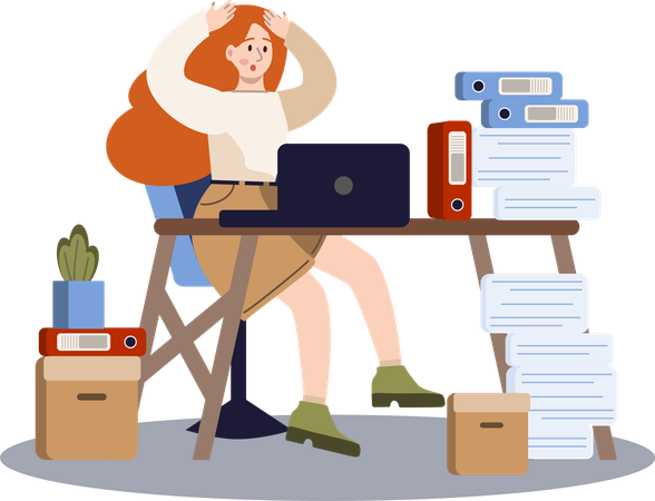 Frustrated employee due to overload of work  Illustration