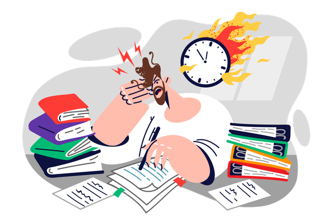 Frustrated employee is unable to cope up with deadlines  Illustration