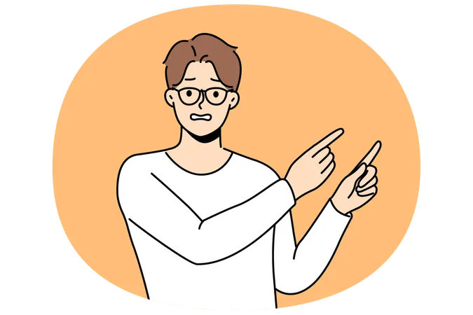 Frustrated man point at empty space  Illustration