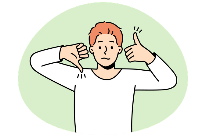 Frustrated man show like and dislike  Illustration