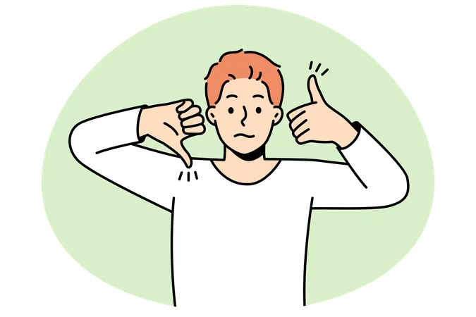 Frustrated man show like and dislike  Illustration