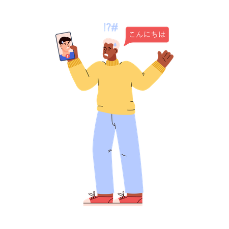 Frustrated man talking on call  Illustration