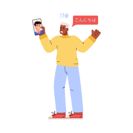 Frustrated man talking on call  Illustration