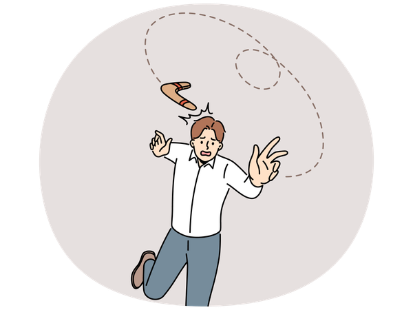 Frustrated man throw boomerang  Illustration