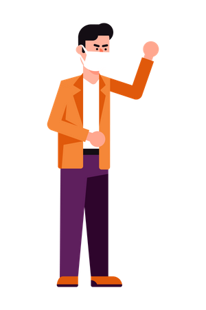 Frustrated man wearing mask  Illustration