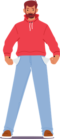 Frustrated Man With Empty Pockets  Illustration