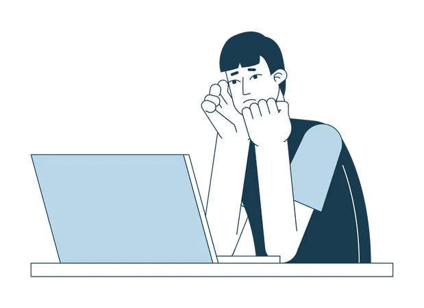 Frustrated man with laptop  Illustration