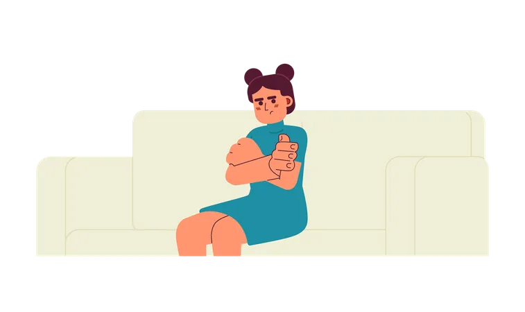 Frustrated preteen girl with crossed arms  イラスト