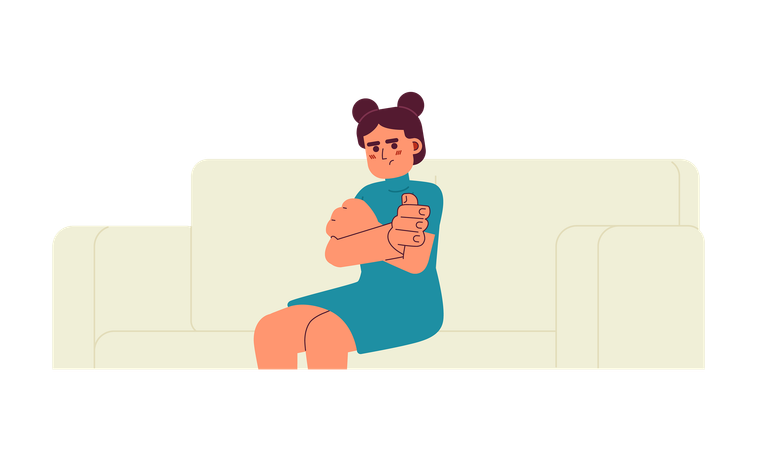 Frustrated preteen girl with crossed arms  Illustration