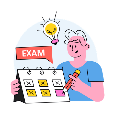 Frustrated student preparing his exam schedule  Illustration